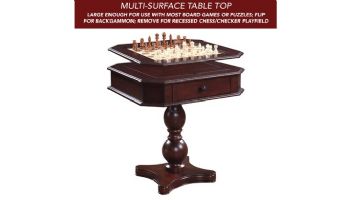 Hathaway Fortress 28-In Chess 3-in-1 Pedestal Game Table Set with Chairs | Mahogany | NG2995 BG2995