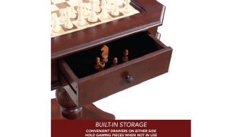 Hathaway Fortress 28-In Chess 3-in-1 Pedestal Game Table Set with Chairs | Mahogany | NG2995 BG2995