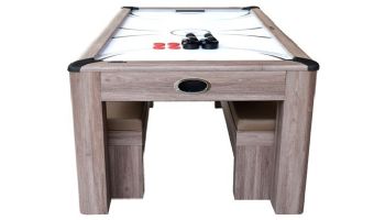 Hathaway Driftwood 7-Foot Air Hockey Table Tennis Combo Set with Benches | NG1137H BG1137H