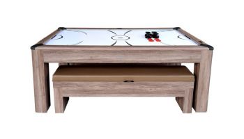 Hathaway Driftwood 7-Foot Air Hockey Table Tennis Combo Set with Benches | NG1137H BG1137H