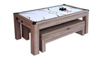 Hathaway Driftwood 7-Foot Air Hockey Table Tennis Combo Set with Benches | NG1137H BG1137H