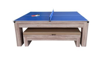 Hathaway Driftwood 7-Foot Air Hockey Table Tennis Combo Set with Benches | NG1137H BG1137H