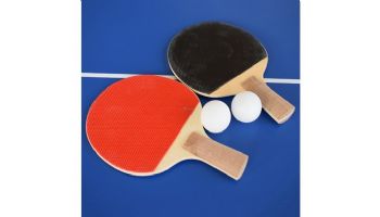Hathaway Driftwood 7-Foot Air Hockey Table Tennis Combo Set with Benches | NG1137H BG1137H