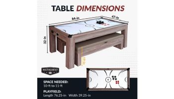 Hathaway Driftwood 7-Foot Air Hockey Table Tennis Combo Set with Benches | NG1137H BG1137H