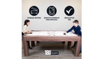 Hathaway Driftwood 7-Foot Air Hockey Table Tennis Combo Set with Benches | NG1137H BG1137H