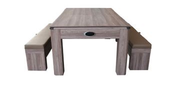 Hathaway Driftwood 7-Foot Air Hockey Table Tennis Combo Set with Benches | NG1137H BG1137H