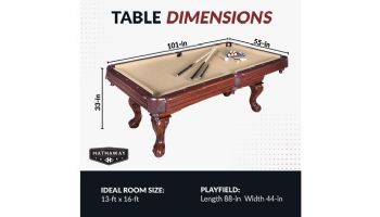 Hathaway Augusta 8-Ft. Pool Table | Walnut Finish with Camel Felt | NG2670 BG2670