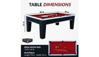 Hathaway Mirage 7.5-Ft. Pool Table | Black and Silver with Dark Red Felt | NG5033 BG5033
