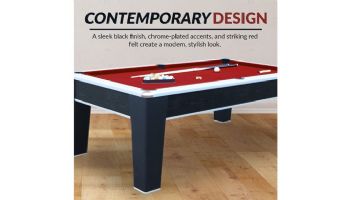 Hathaway Mirage 7.5-Ft. Pool Table | Black and Silver with Dark Red Felt | NG5033 BG5033