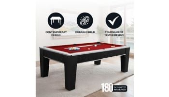 Hathaway Mirage 7.5-Ft. Pool Table | Black and Silver with Dark Red Felt | NG5033 BG5033
