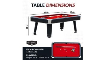 Hathaway Jupiter 7-Ft. Pool Table | Black with Red Felt | NG5032 BG50320