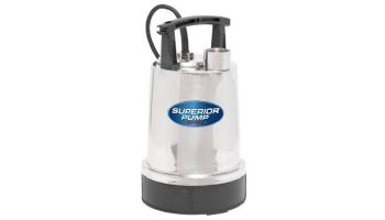 Superior Pump Stainless Steel Utility Pump | Top Discharge | 3300 GPH 1/3 HP 25-Foot Cord 120V | 91392