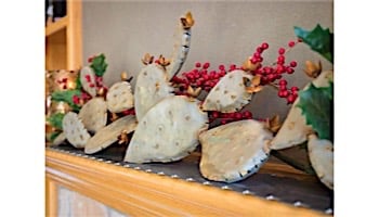 Desert Steel Prickly Pear Mantle Piece Sculpture | 403-020