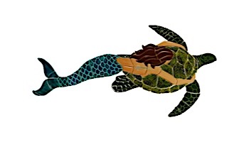 Ceramic Mosaic Brown Mermaid with Turtle | 57" x 28" | MT48BR-61