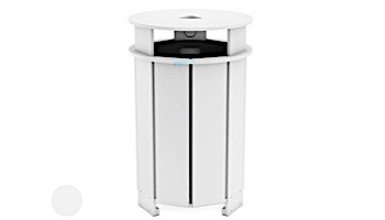 Ledge Lounger Mainstay Collection Outdoor Round Trash Bin | White | LL-MS-TB-RD-WH