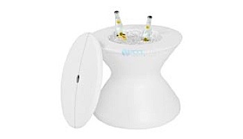Ledge Lounger Signature Collection 22" Side Table with Lid and Umbrella Hole | White | LL-SG-ST-22LH-W