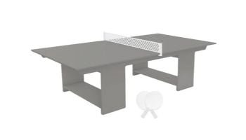 Ledge Lounger Outdoor Games Collection Ping Pong Table with Paddles and Net | Gray Table | LL-GM-PG-GRY 17509-42
