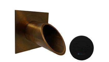 Black Oak Foundry 2.5" Deco Wall Scupper with Square Backplate | Almost Black Finish | S923-BLK