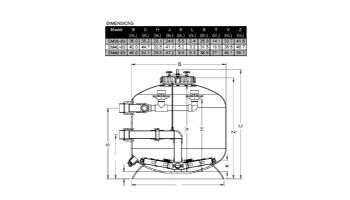 Waterco SM36-80 Side Mount Media Filter | 8" Neck - 3" Connections | 7.05 Sq. Ft. 141 GPM | 2200368084NA