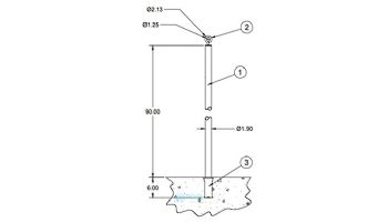 SR Smith 8' Top Eye Backstroke Stanchion | .065" Wall 304 Stainless Steel | 10166