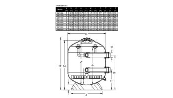 Waterco Micron SM1050 42" Commercial Vertical Sand Filter | 3" Bulkhead Connections 58 PSI | 9.62 Sq. Ft. 96 GPM | 22001054801NA
