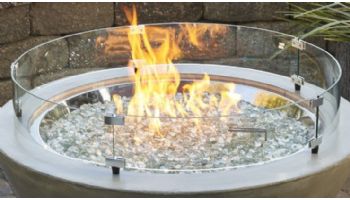 Outdoor GreatRoom Glass Wind Guard | Polished Aluminum Clips | 12" Round Tempered | GLASS GUARD-12-R