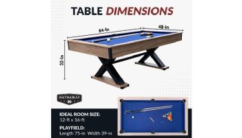 Hathaway Excalibur 7-Ft. Pool Table | Driftwood Finish with Blue Felt | BG50346