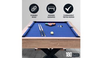 Hathaway Excalibur 7-Ft. Pool Table | Driftwood Finish with Blue Felt | BG50346