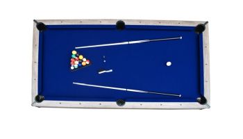 Hathaway Logan 7-Ft. Pool Table Combo Set with Benches | Rustic Gray with Blue Felt |  BG50348