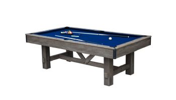 Hathaway Logan 7-Ft. Pool Table Combo Set with Benches | Rustic Gray with Blue Felt |  BG50348