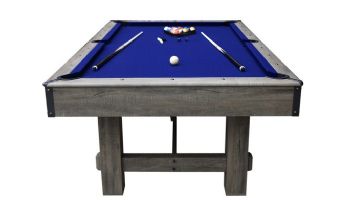 Hathaway Logan 7-Ft. Pool Table Combo Set with Benches | Rustic Gray with Blue Felt |  BG50348