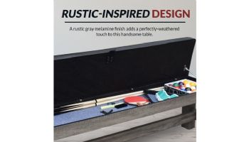 Hathaway Logan 7-Ft. Pool Table Combo Set with Benches | Rustic Gray with Blue Felt |  BG50348