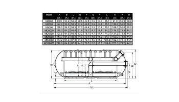 Waterco M5000R 50" Micron Commercial Horizontal Sand Filter with 6" Right Flange Connection ANSI 6Bar | 50" X 166" | 51.4 Square Foot Inside Tank |  22290200RNA