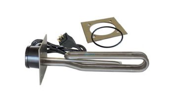 HydroQuip 11" Incoloy Flange Mounted Heater Element | 4" x 4" Plate with Molded Cord 30" | 1.5KW 120V | 12-1464-BC-K