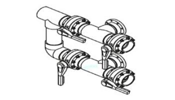 Waterco Manual 4-Valve 3" Commercial Manifold for Single Vertical Filter with 3" Flange Ports | M4VF3X3