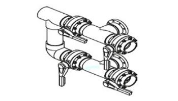 Waterco Manual 4-Valve 6" Commercial Manifold for Single Vertical Filter with 6" Flange Ports | M4VF6X6