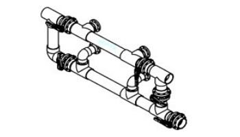 Waterco Manual 5-Valve 4" Commercial Manifold for Dual Side-by-Side Vertical Filter with 3" Flange Ports | M5VFD4X3