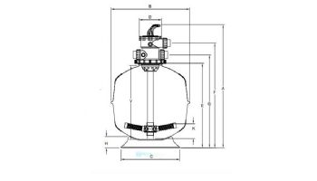 Waterco Exotuf E600 24" Top Mount Sinking Bead Filter with Multiport Valve | 4 Sq. Ft. 60 GPM | 2260246B
