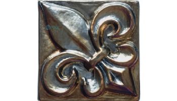 National Pool Tile Deco Accent Glass Tiles 3x3 Fleur de Lis Single | Bronze | OCN-BZ FLEURBG