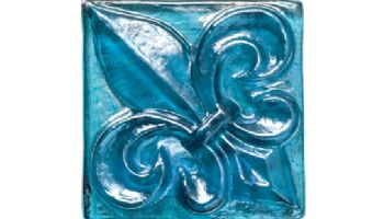 National Pool Tile Aquascapes 3" x 3" Fleur de Lis Single Glass Deco | Bondi | OCN-BIFLEURBG