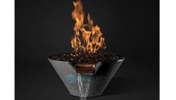 Slick Rock Concrete Cascade Fire on Glass Water Bowl with Copper Scupper | Electronic Ignition | Propane Gas | 22" Cooper | KCC22CPSCCEILP-COPPER