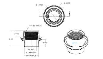 AquaStar Light Niche / Return Fitting | Fits Inside 2" Pipe | Clear | 3700