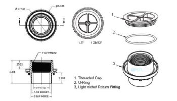 AquaStar Light Niche/Return Fitting with Cap | Fits Inside 2" Pipe | Tan | 3708-CS