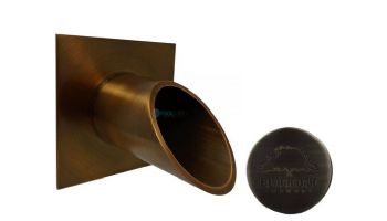 Black Oak Foundry 2.5" Deco Wall Scupper with Square Backplate | Brushed Pewter Finish | S923-BP