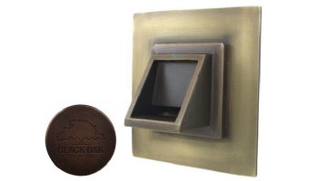 Black Oak Foundry Short Square Scupper with Square Backplate | Distressed Copper Finish | S56-DC | S69-Square-1-DC