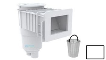 AquaStar Flow Star Skimmer with Narrow 9" Deep Throat, Float Assembly, Lid, Adjustable Collar and 9" Ultra Basket for Fiberglass | White | SKRFFL3N101-L | SKRVFL3N101-L