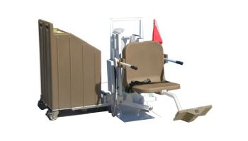 Aqua Creek Patriot Portable Pool Lift | Concrete Weight Plates | White with Tan Seat | F-12PPL-HD-AT2T