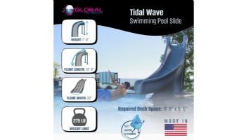 Global Pool Products Tidal Wave Slide | Left Turn | Sandstone | GPPSTW-SAND-L
