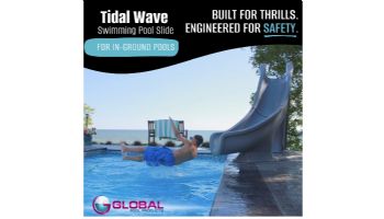 Global Pool Products Tidal Wave Slide with LED Light | Right Turn | Sandstone | GPPSTW-SAND-R-LED