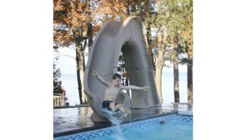 Global Pool Products Tidal Wave Slide with LED Light | Left Turn | Sandstone | GPPSTW-SAND-L-LED